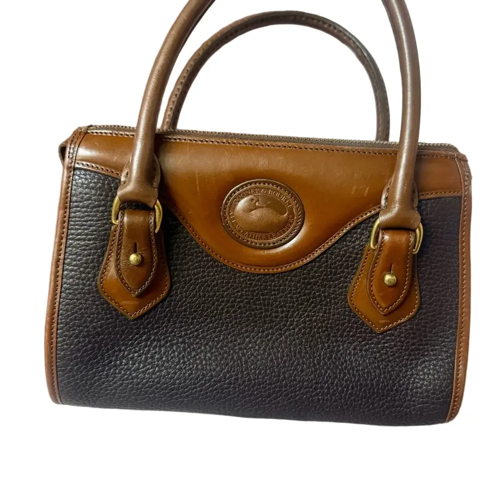 Dooney & Bourke AWL Leather Satchel Vintage Brown Black